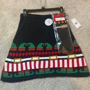 Christmas sweater skirt with matching socks - size medium